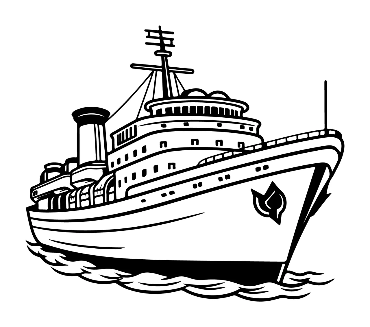 Ship Steamship Silhouette Sailing On Waves smokestack black