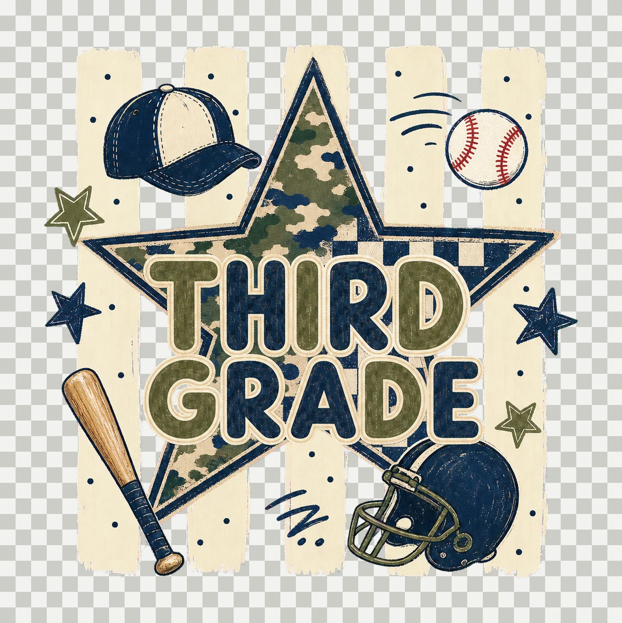 Star Camo Boys School Grade Series sublimation Variation A transparency and detail preview thumbnail
