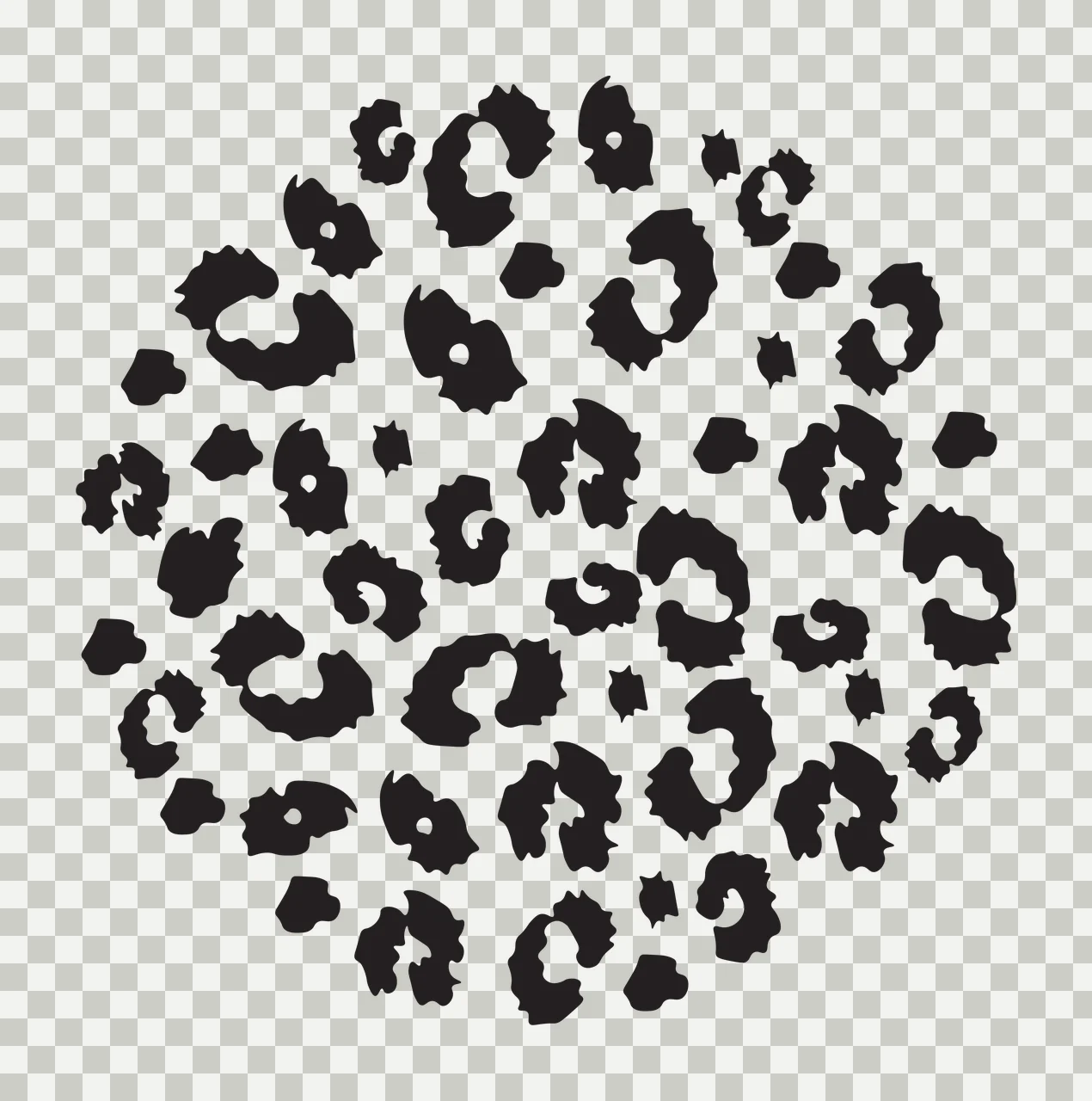 Leopard print pattern Illustration with black leopard spots and white background transparency and detail preview thumbnail
