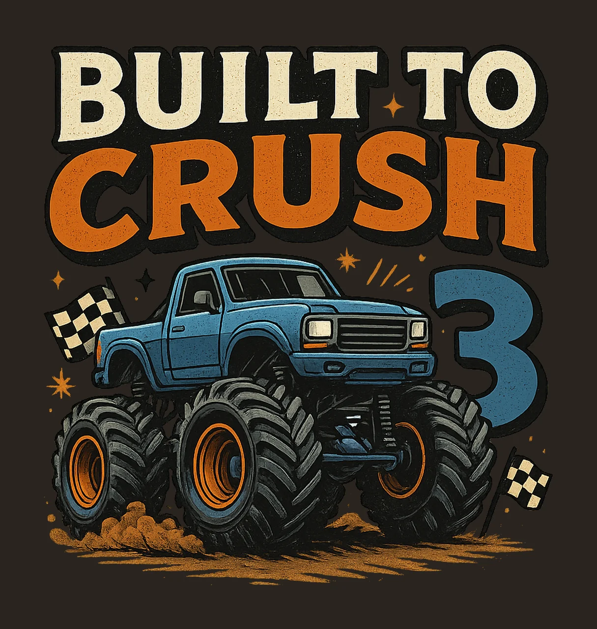 Monster Truck 3rd Birthday Ready to Crush Tee Design Kids contrast preview thumbnail