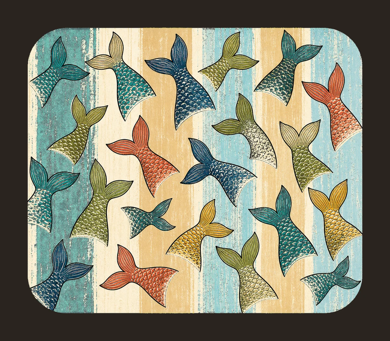 Fish Tail Pattern Coastal Stripe Design Fishing Variation D contrast preview thumbnail