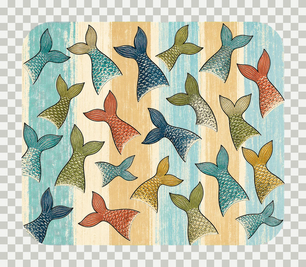 Fish Tail Pattern Coastal Stripe Design Fishing Variation D transparency and detail preview thumbnail