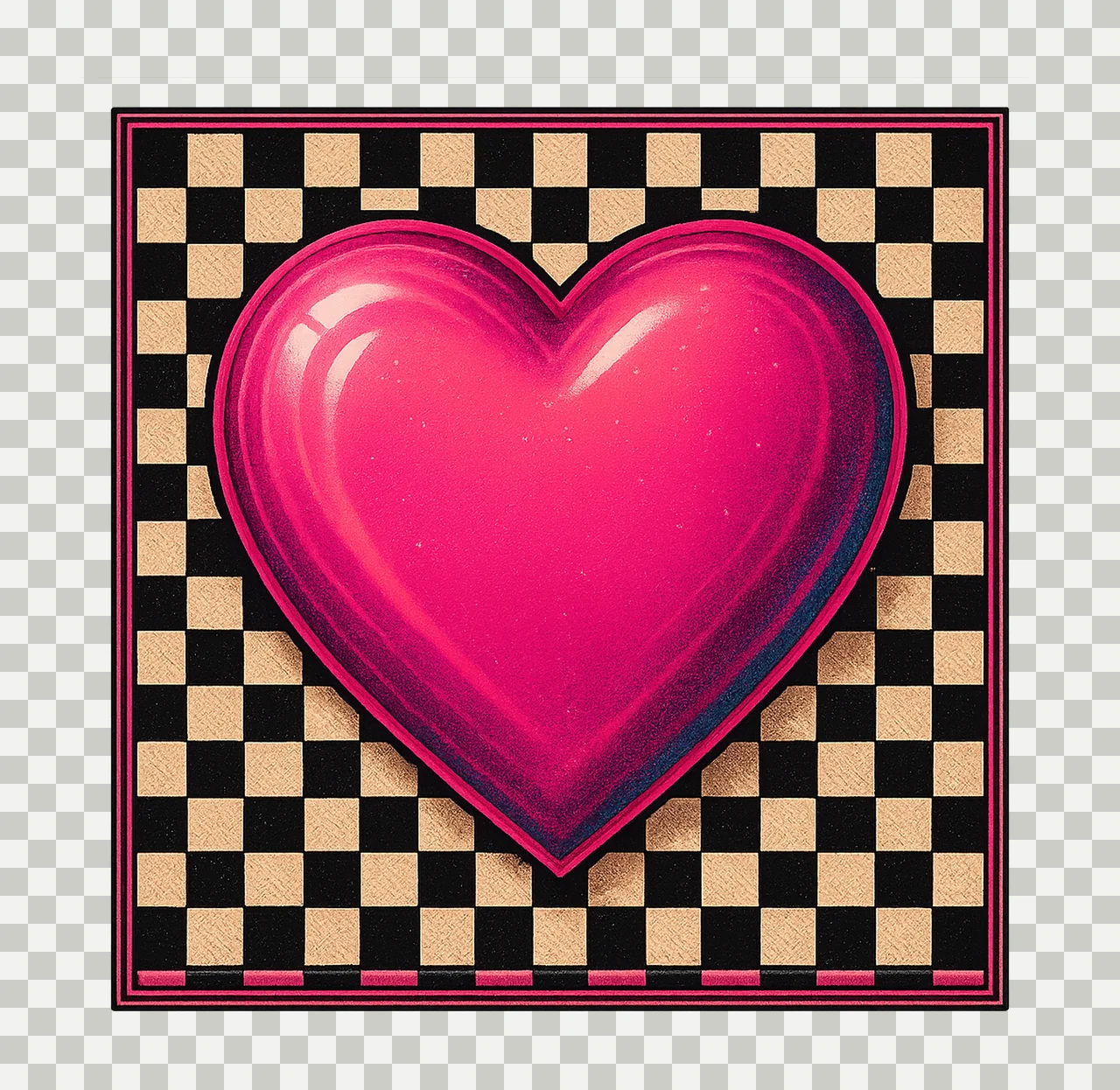 Coquette Valentine Heart Retro Checkered Design Sublimation transparency and detail preview thumbnail