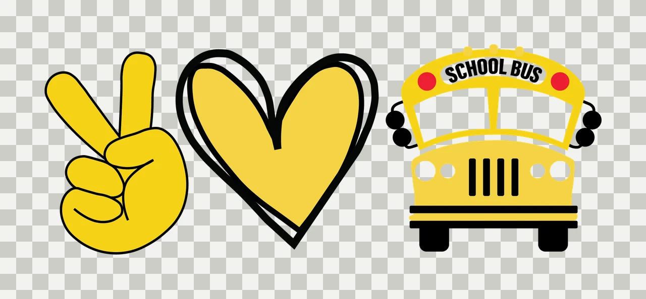 School Bus Peace Sign And Heart Icon black graphics transportation transparency and detail preview thumbnail