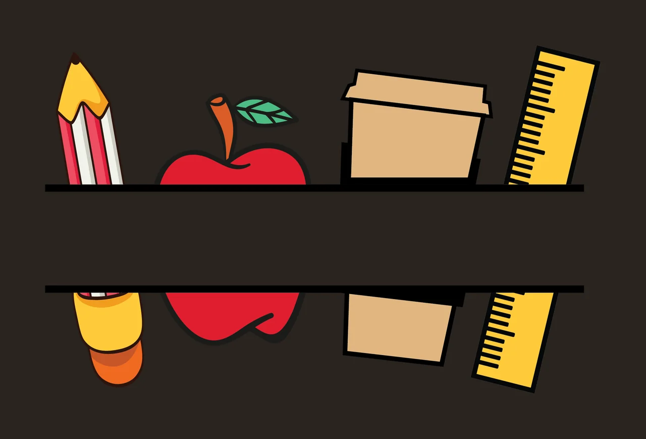 School Items Framing With Pencil And Apple cup ruler split contrast preview thumbnail