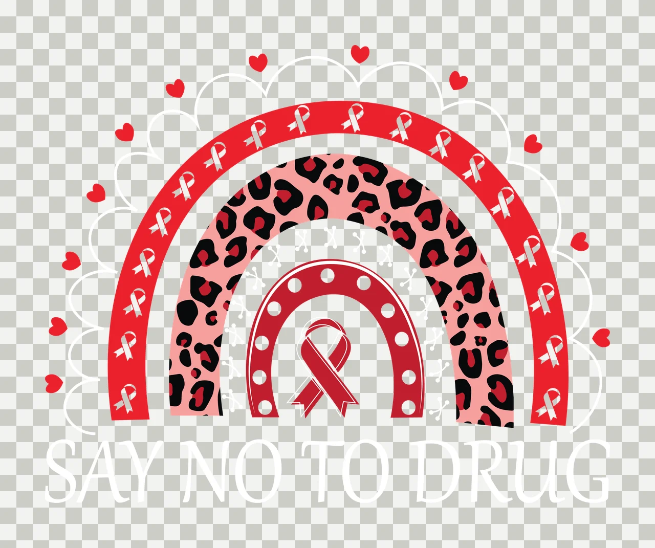 Ribbon Say No To Drug Rainbow shape displaying text and ribbons transparency and detail preview thumbnail