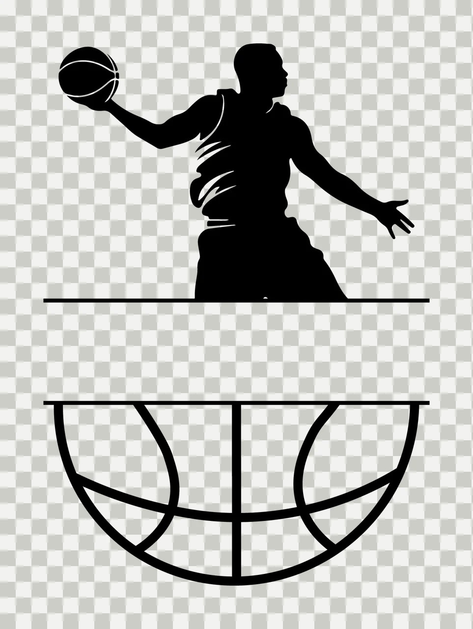 Can Glass Wrap Basketball Player Holding With Silhouette transparency and detail preview thumbnail