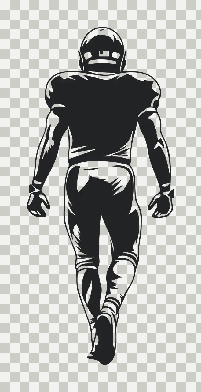 Football Player Single Standing Graphic helmet uniform black transparency and detail preview thumbnail