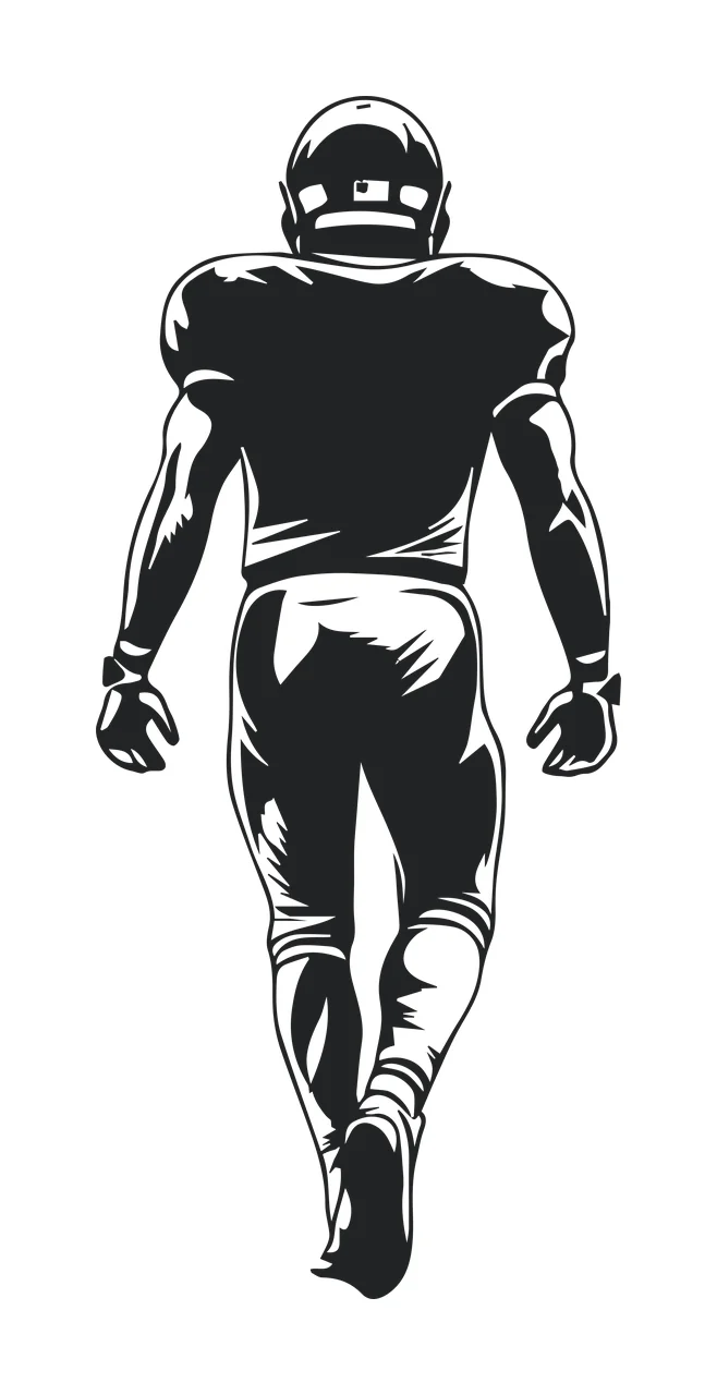 Football Player Single Standing Graphic helmet uniform black