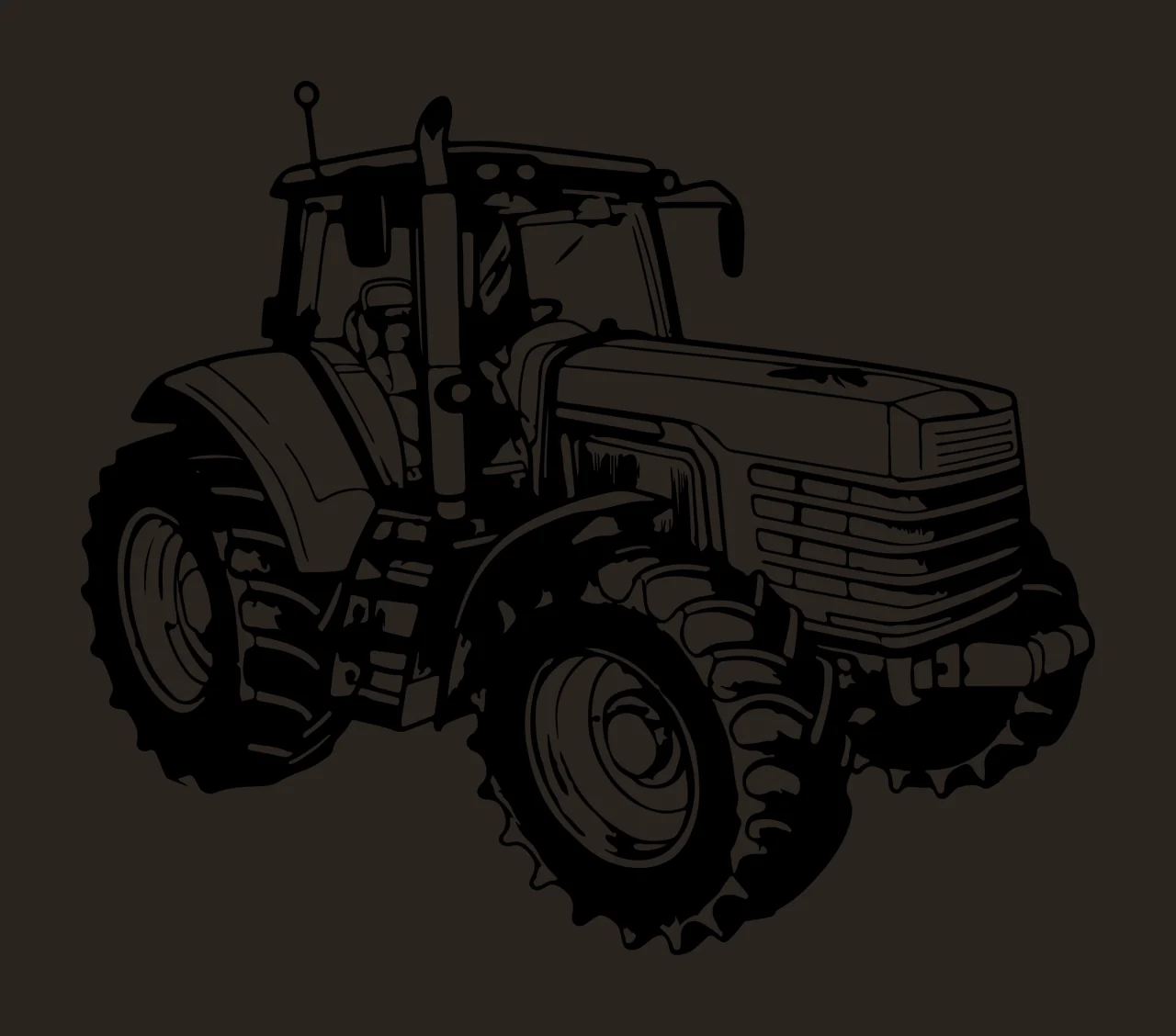 Heavy Tractor With Deep Treads tires grille cabin line art contrast preview thumbnail