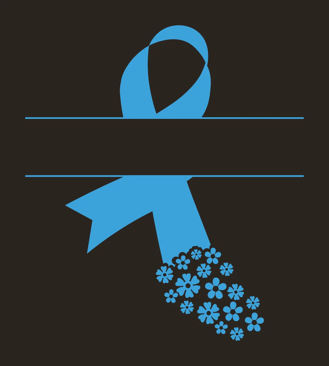 Ribbon Awareness With Flowers And Flower In White contrast preview thumbnail
