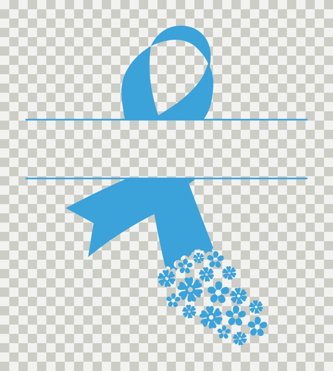 Ribbon Awareness With Flowers And Flower In White transparency and detail preview thumbnail