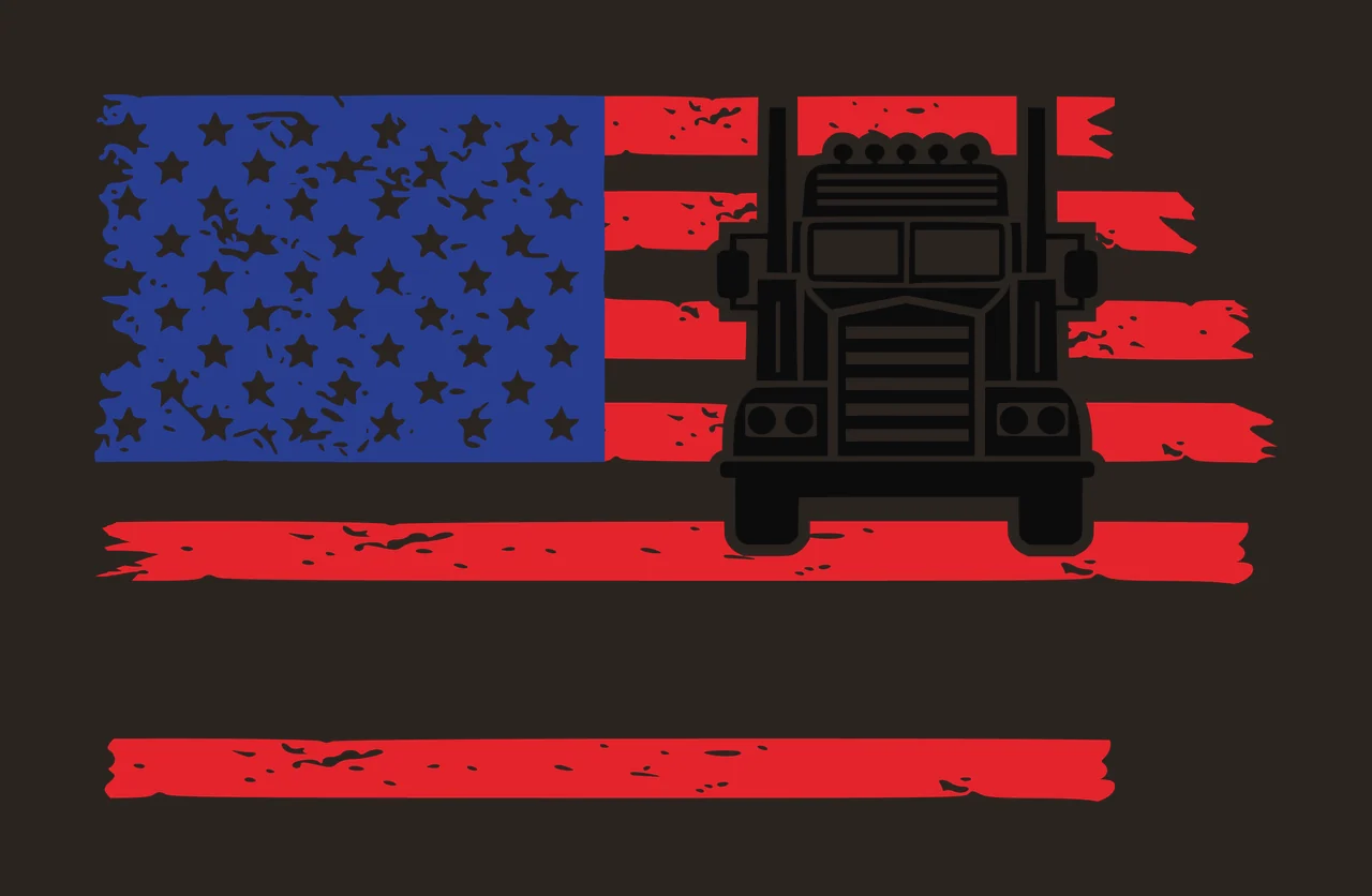 Truck Silhouette Over A Distressed Flag Pattern stars stripes contrast preview thumbnail
