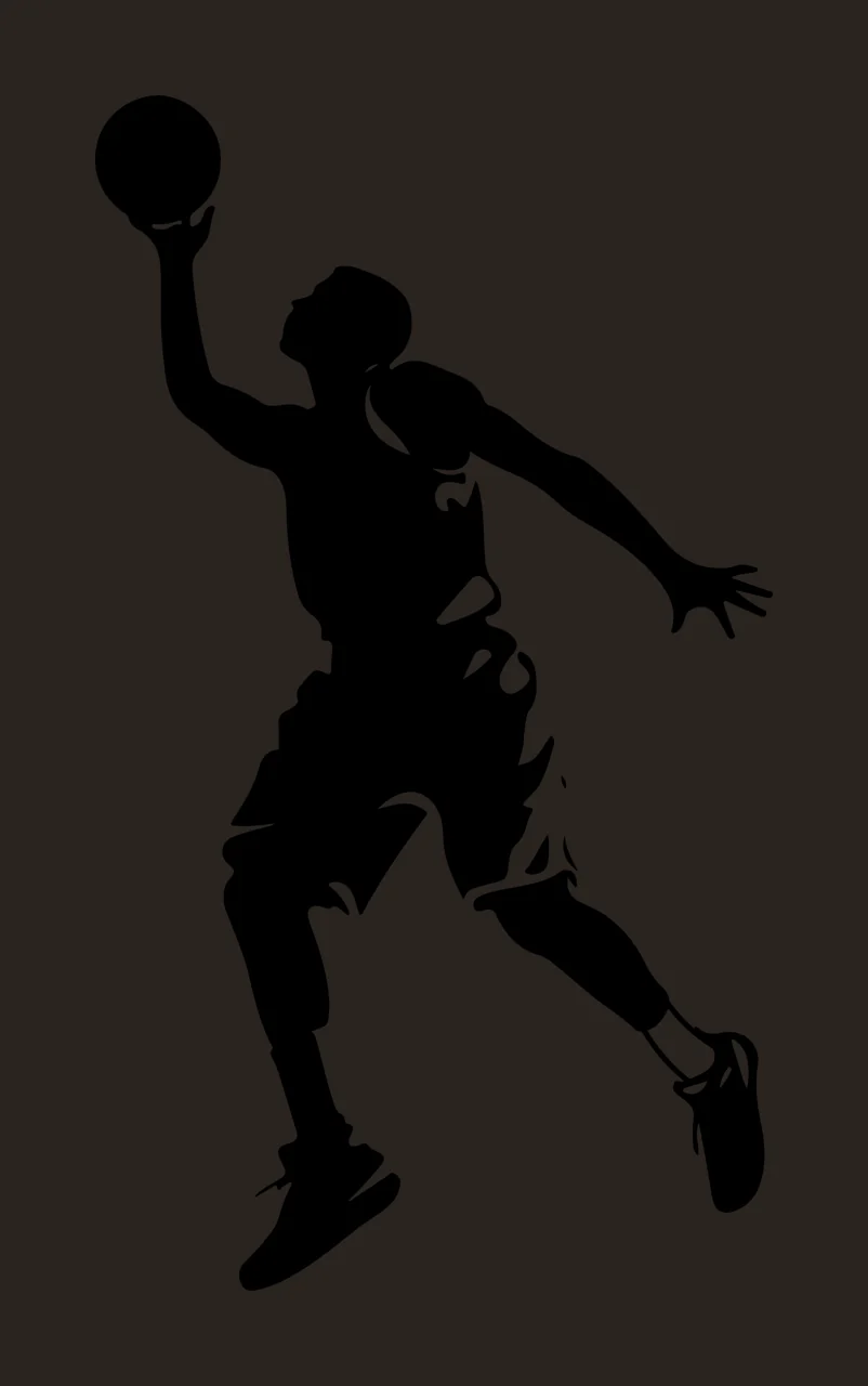 Player Silhouette Of A Basketball Jumping To Shoot black white contrast preview thumbnail