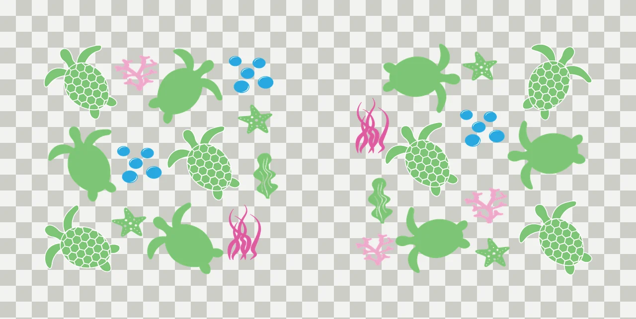Sea Can Glass Wrap Turtle And Coral Silhouettes turtles swimming transparency and detail preview thumbnail