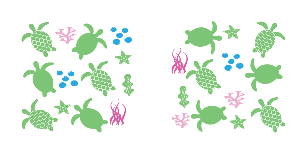 Sea Can Glass Wrap Turtle And Coral Silhouettes turtles swimming