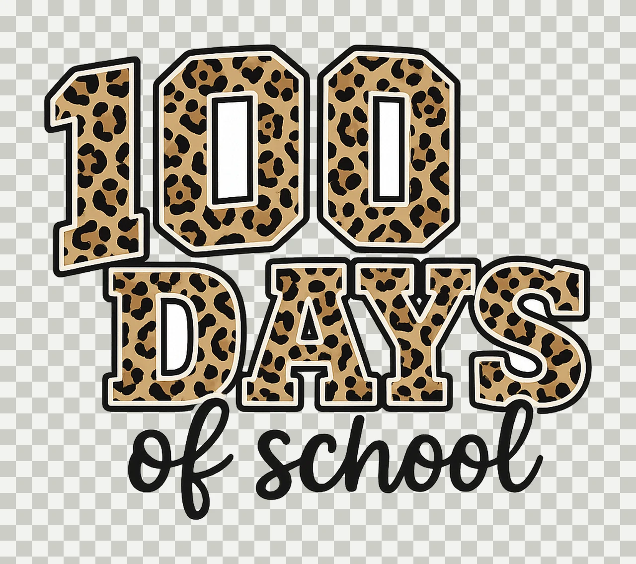 Happy 100th Day of School Leopard Teacher Sublimation Design transparency and detail preview thumbnail