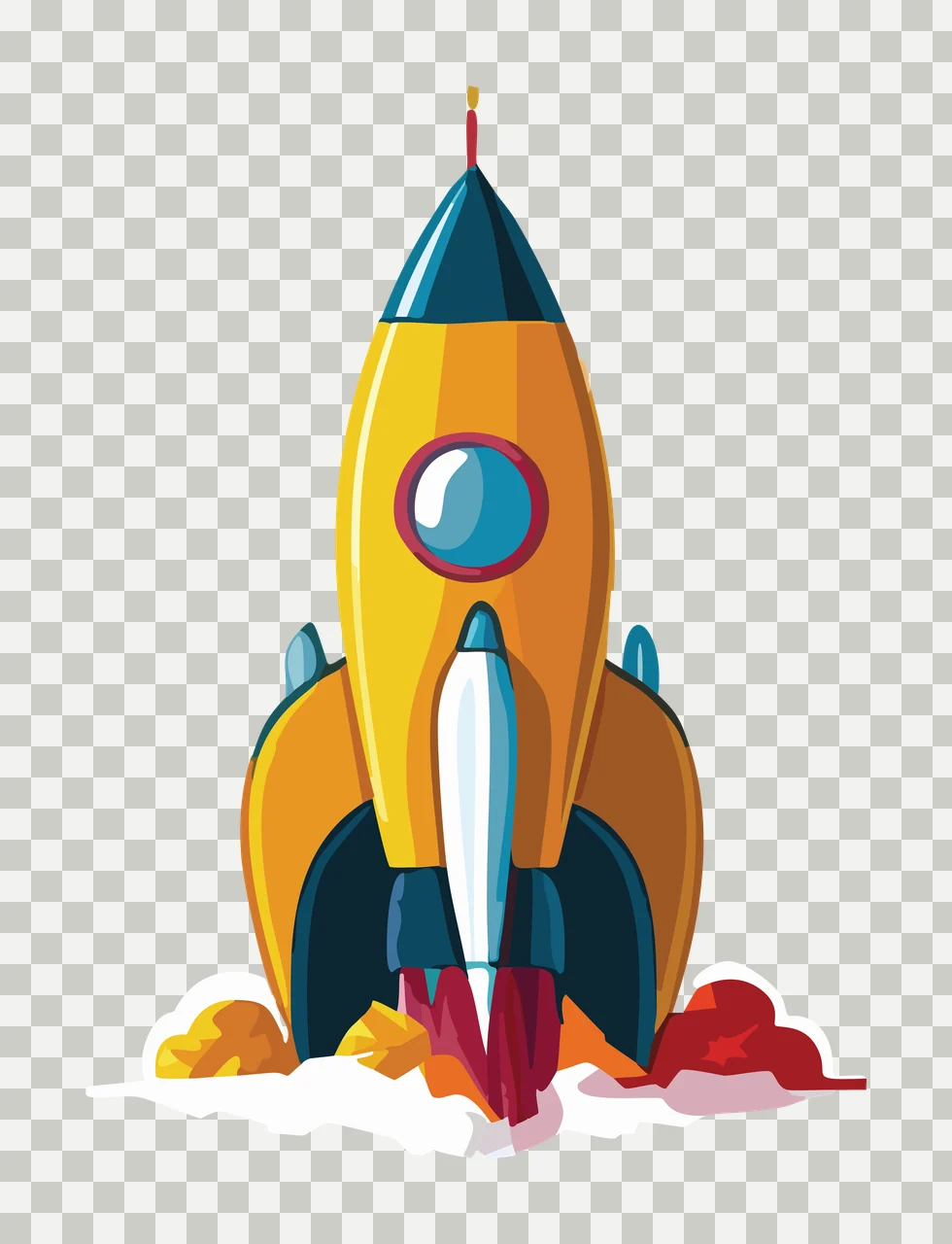 Space Rocket Ship Takeoff Silhouette Illustration smoke ground transparency and detail preview thumbnail