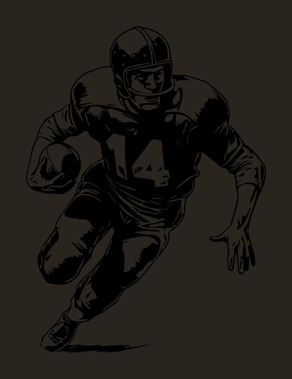 Football Player 14 Running With Ball helmet jersey line art contrast preview thumbnail