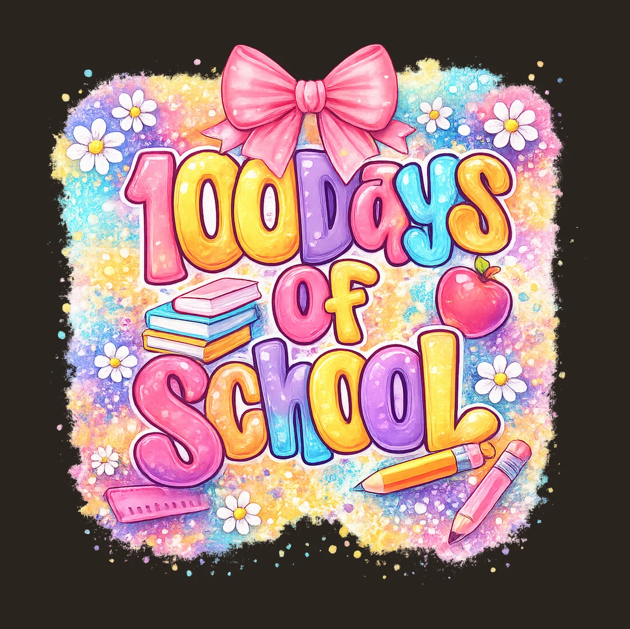 100th Day Of School Coquette Sublimation Design Teacher contrast preview thumbnail