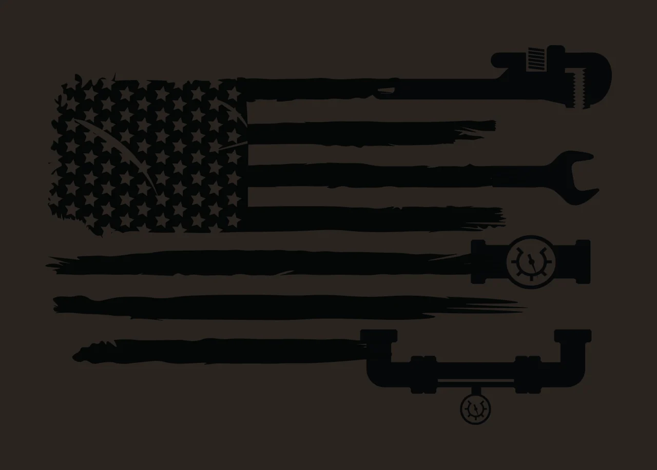 Flag American With Plumbing Tools stars stripes wrench pipe contrast preview thumbnail