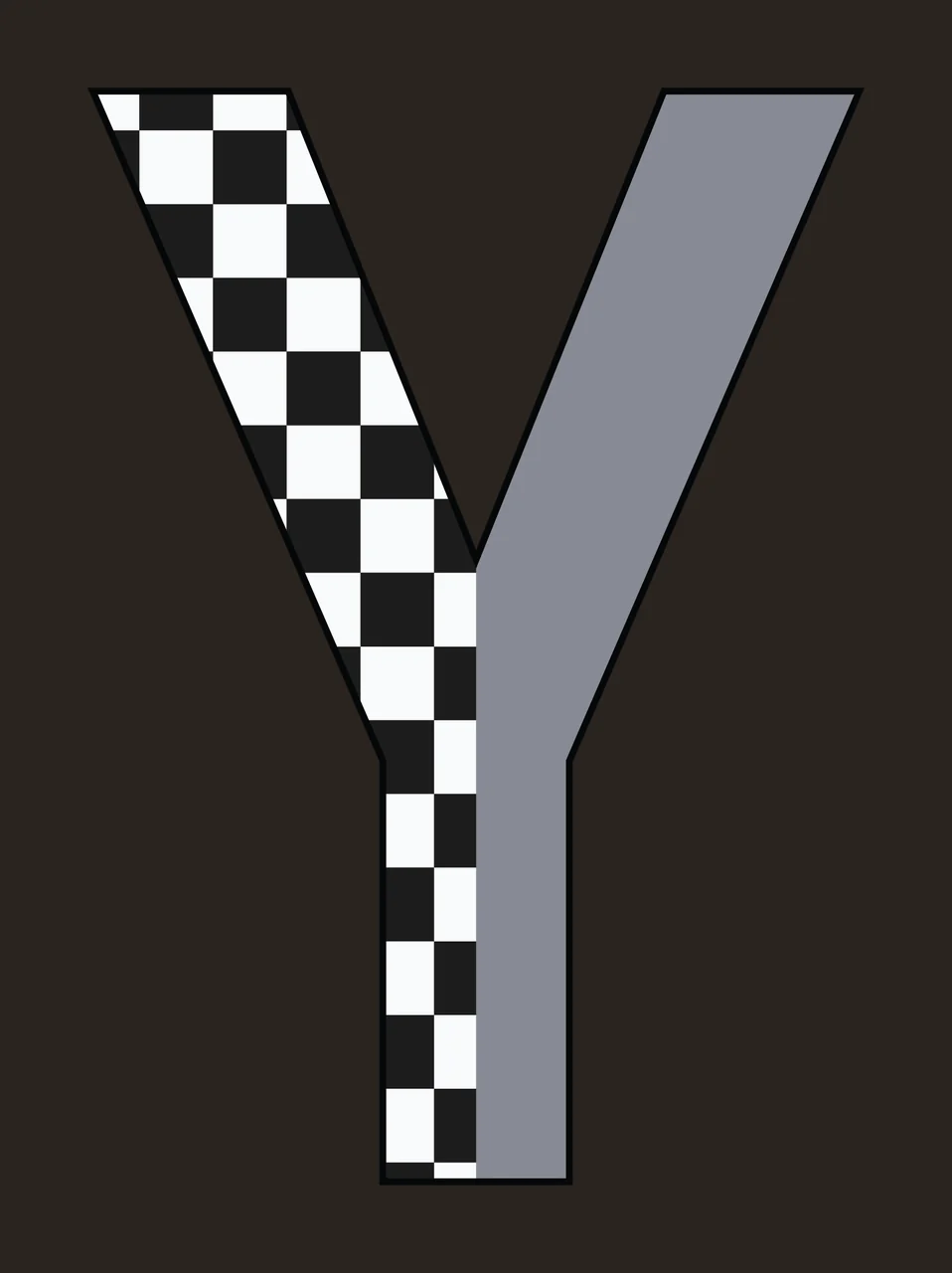 Can Glass Wrap Y Letter With Checkered Pattern contrast preview thumbnail