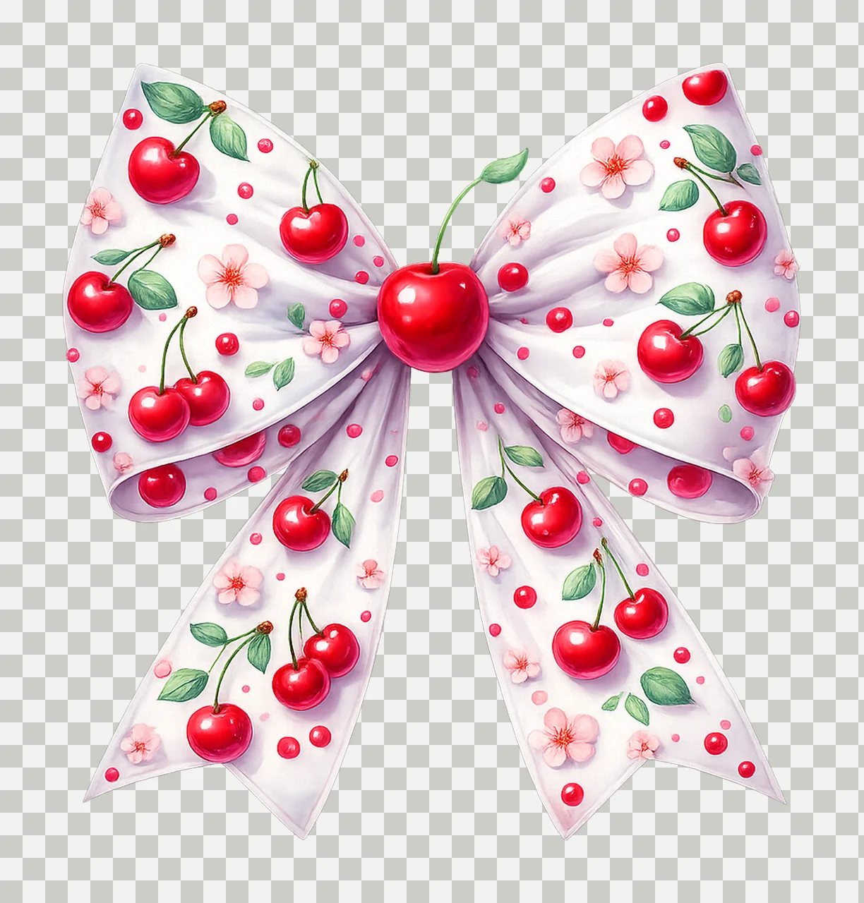 Cherry ribbon bow coquette design kawaii cherry print transparency and detail preview thumbnail