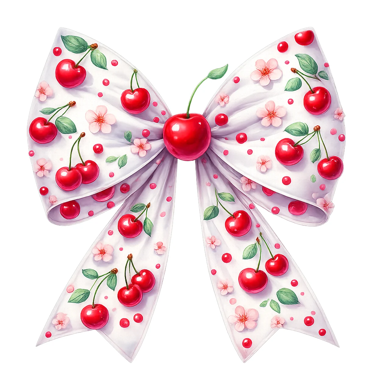 Cherry ribbon bow coquette design kawaii cherry print