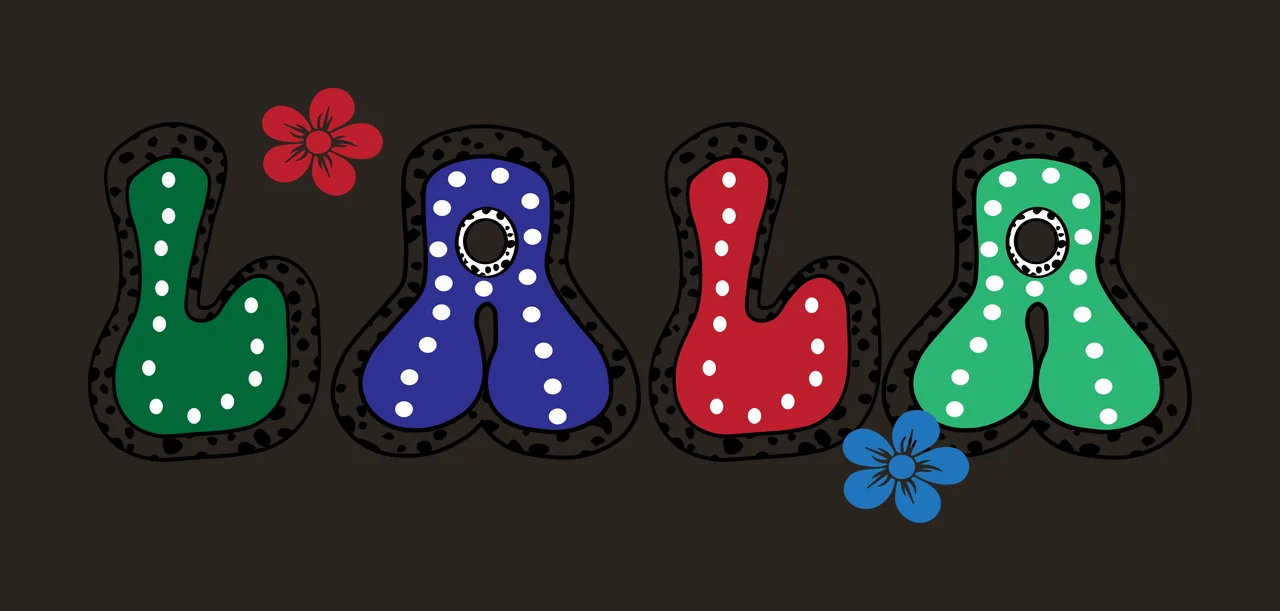 Lala Text With Flower Accents Graphic decorative cartoon black contrast preview thumbnail