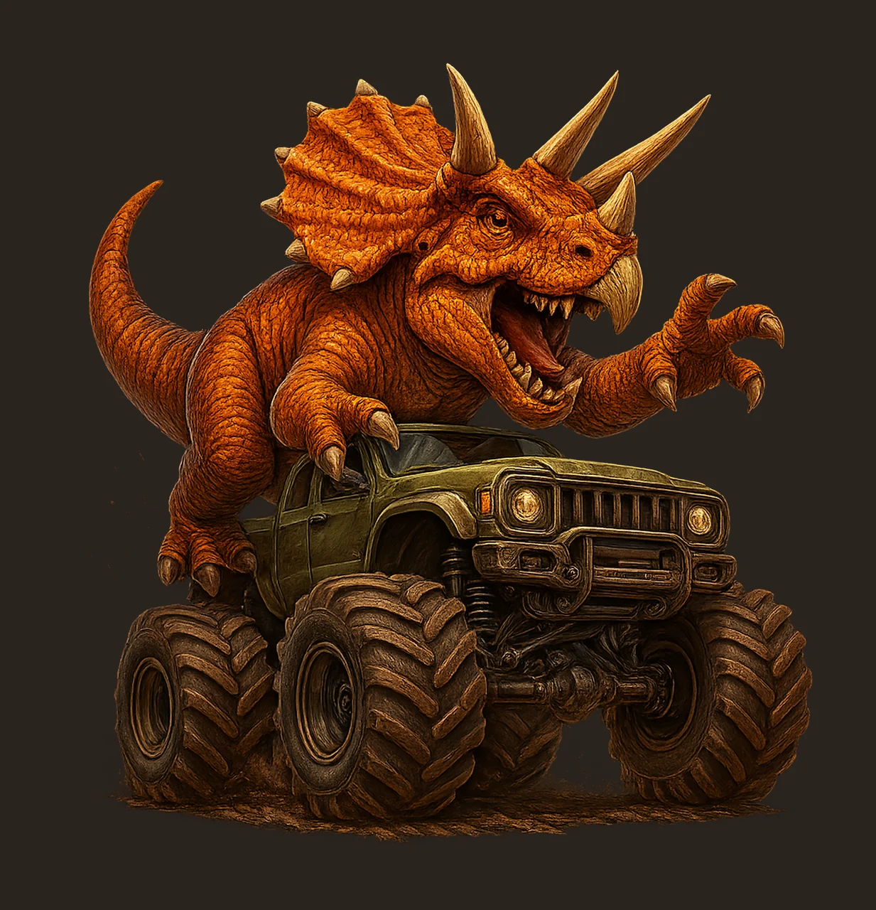 Dinosaur Monster Truck Rex Birthday Design Cartoon Dino contrast preview thumbnail