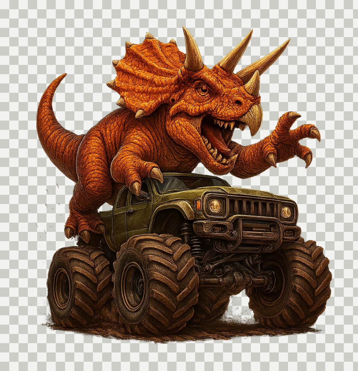Dinosaur Monster Truck Rex Birthday Design Cartoon Dino transparency and detail preview thumbnail