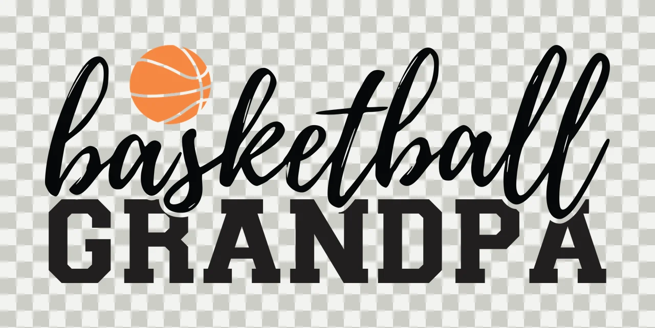 Basketball Grandpa Text Graphic With A Small Icon displaying transparency and detail preview thumbnail