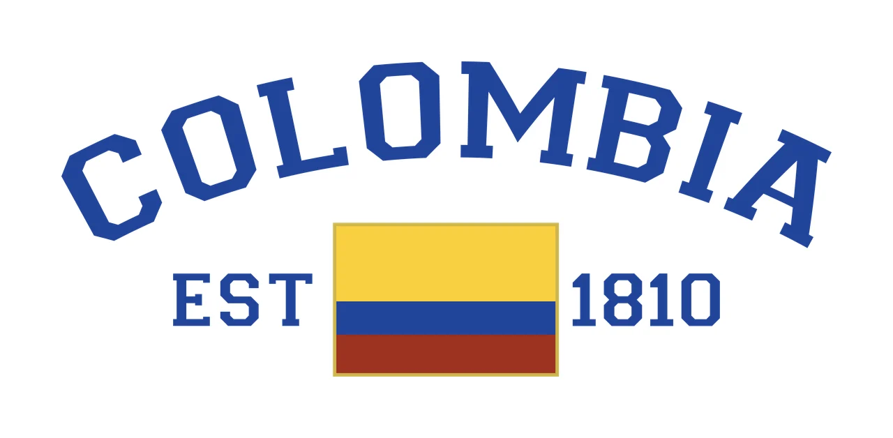 Colombia Est 1810 Text Logo stating date rectangle typography