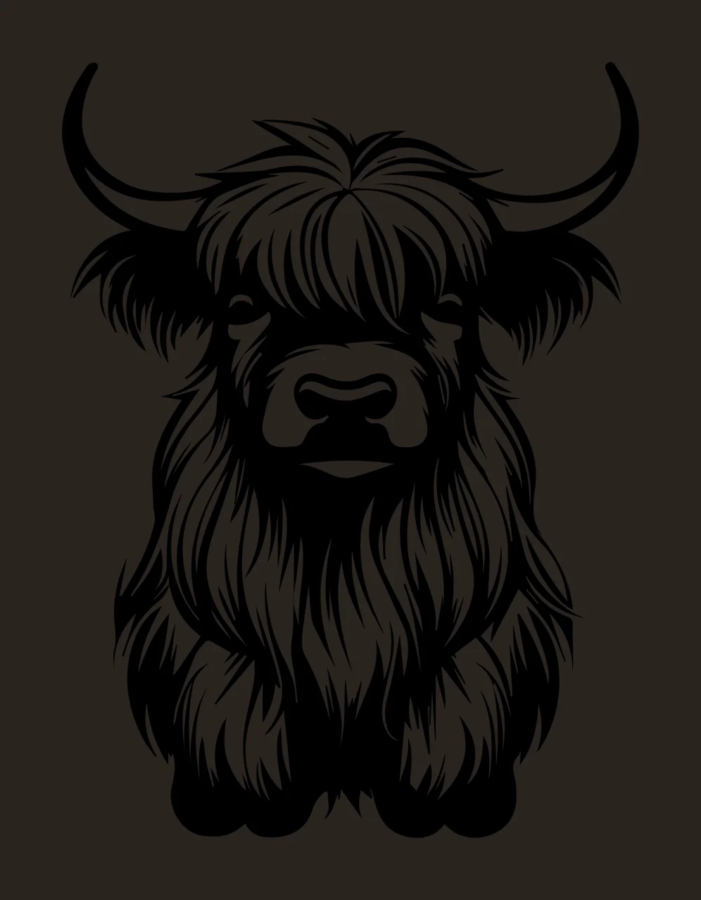 Black And White Bull Head horns fur animal 39 F16 Highland Cow contrast preview thumbnail