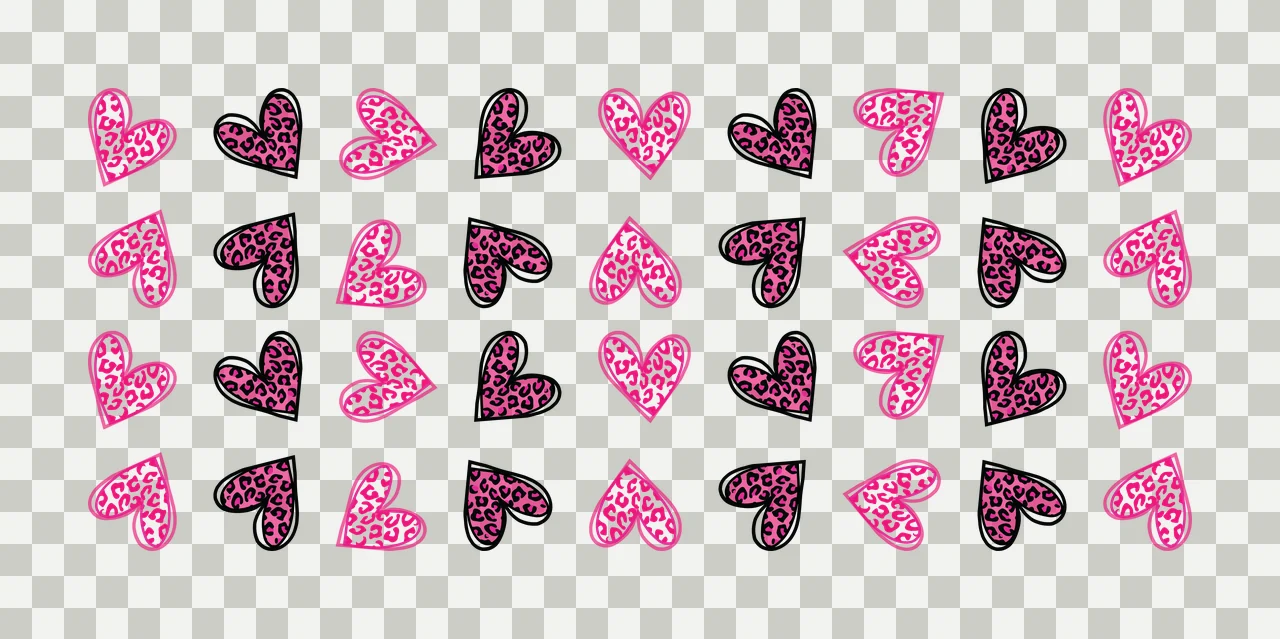 Hearts Can Glass Wrap Leopard Print Pattern Grid heart black transparency and detail preview thumbnail