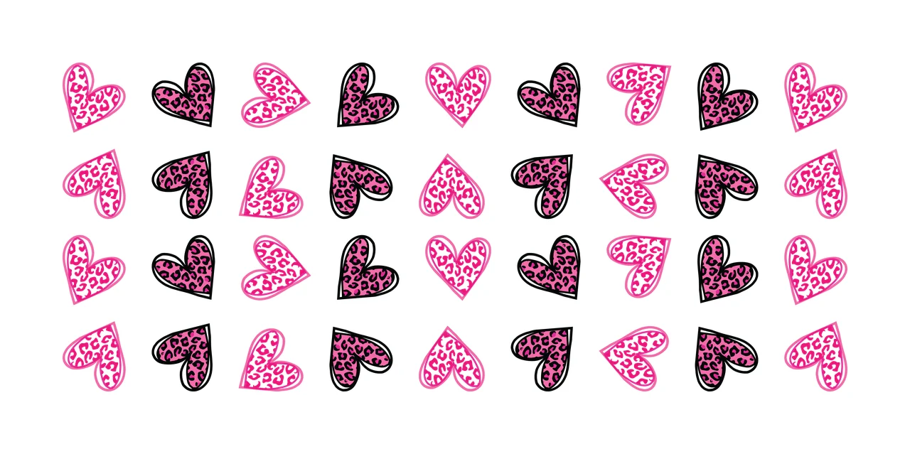 Hearts Can Glass Wrap Leopard Print Pattern Grid heart black