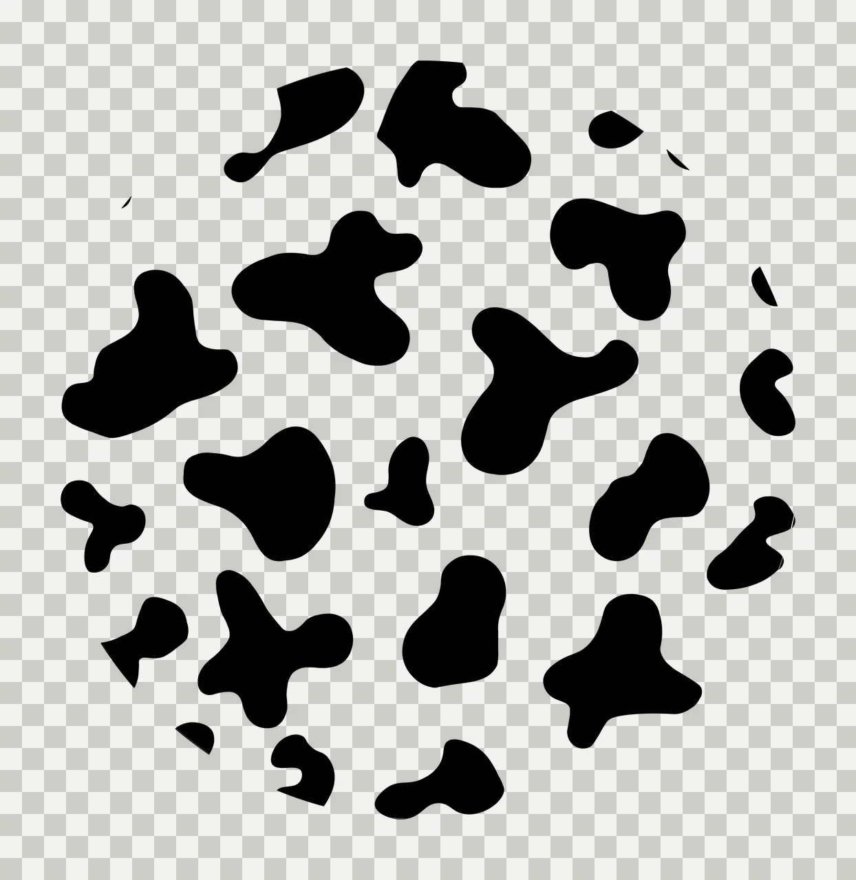 Animal print Illustration with Irregular spots, circle shape, Minimalist and cow print in Black and White transparency and detail preview thumbnail