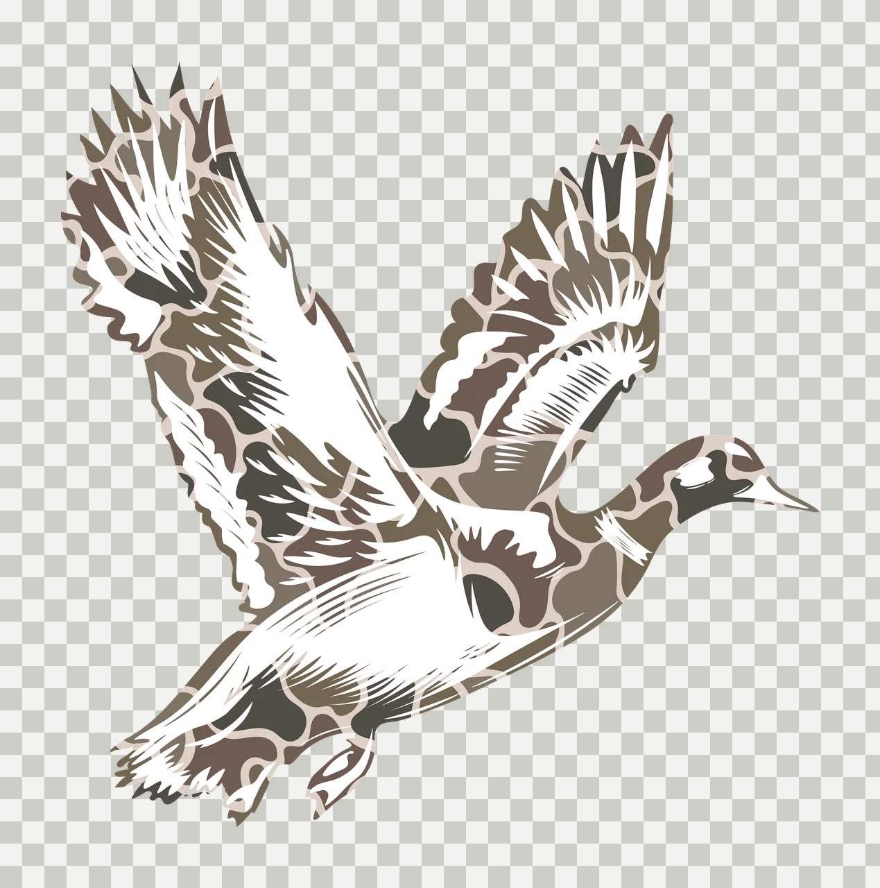 Duck Flying Silhouette Pattern Illustration ornate black white transparency and detail preview thumbnail