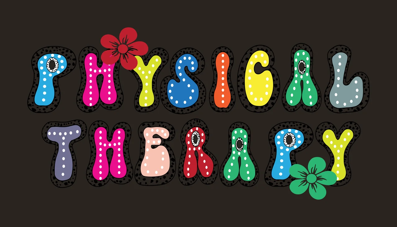 Physical Therapy Lettering With Flowers flower letter retro contrast preview thumbnail