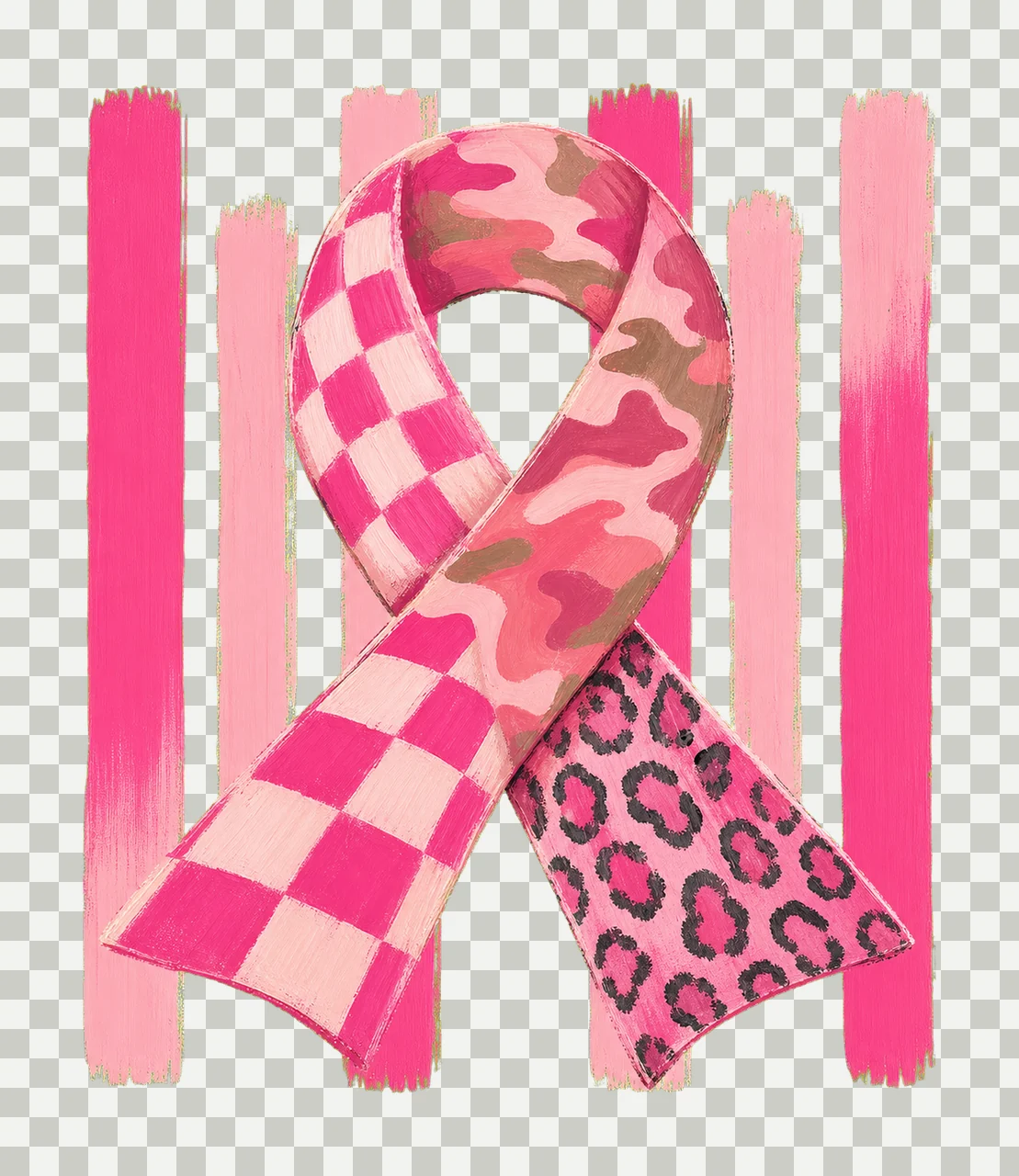 Triple Pattern Pink Awareness Ribbon sublimation Variation C transparency and detail preview thumbnail