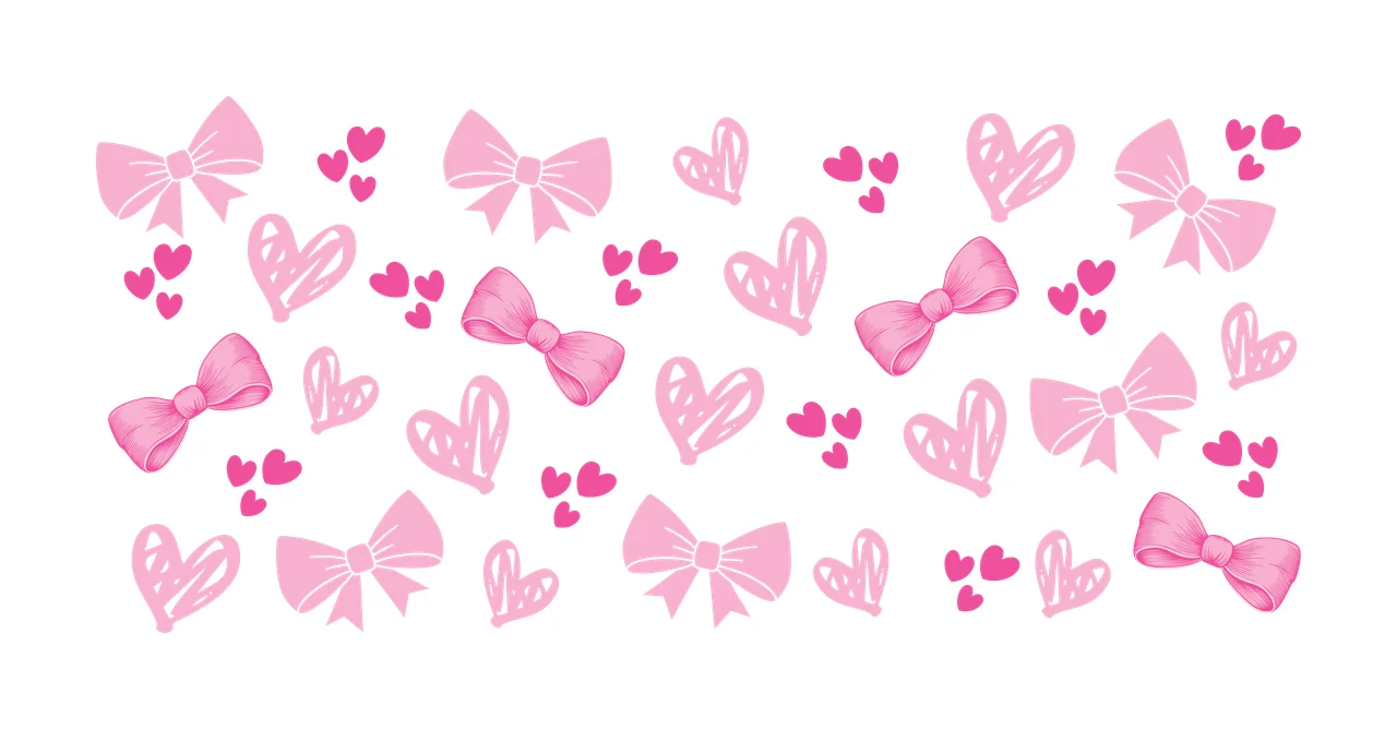 Bow Can Glass Wrap Black Bows And Hearts pattern of heart silhouette
