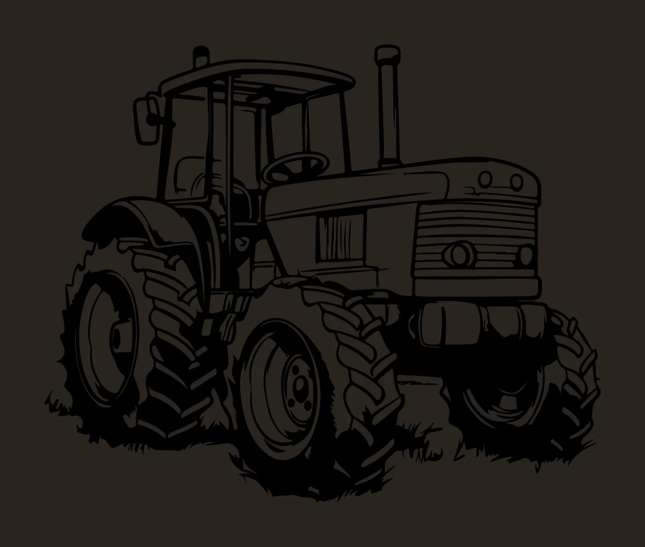 Front View Industrial Farm Tractor stationary tires headlights contrast preview thumbnail
