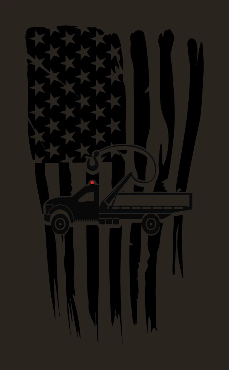 flag with dump truck, stars, stripes in black, white silhouette Style contrast preview thumbnail