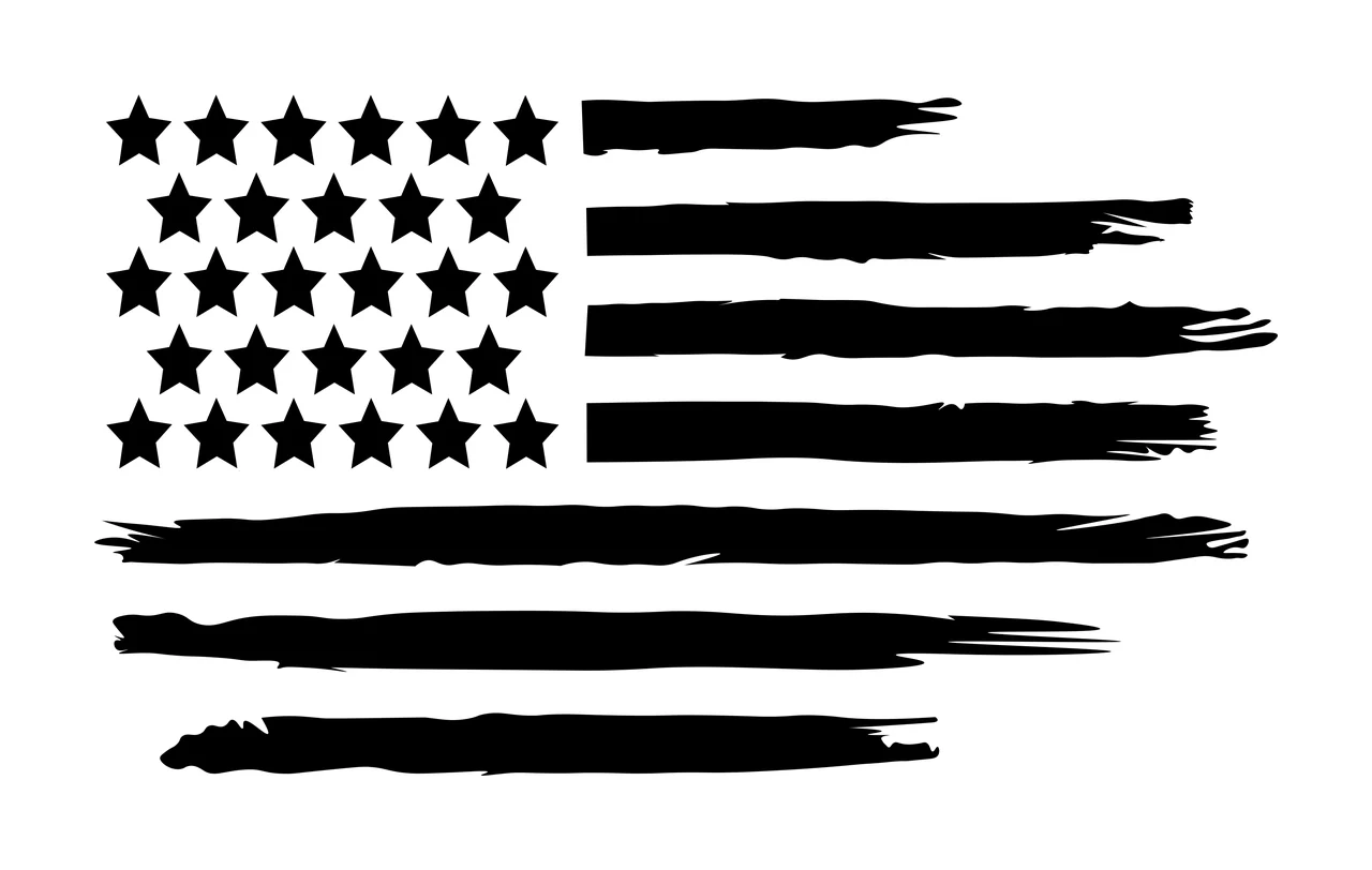 Black Flag American With Distressed Brush Stripes star stripe