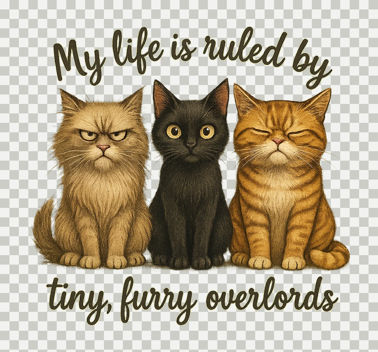 Funny Cat Tiny Furry Overlords Sublimation Design Cat Shirt transparency and detail preview thumbnail