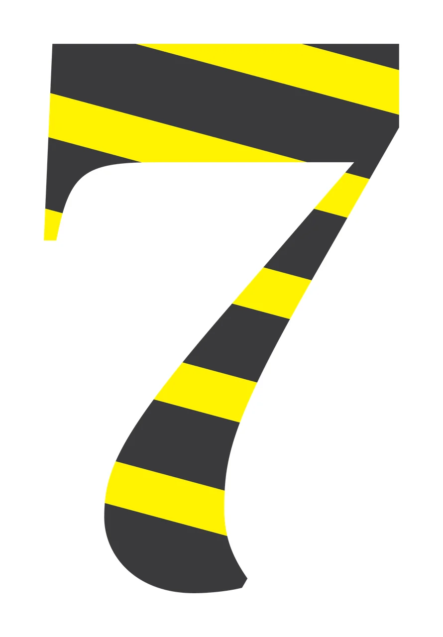 Number 7 Bold Black Numeral Seven With Subtle Textured Lines