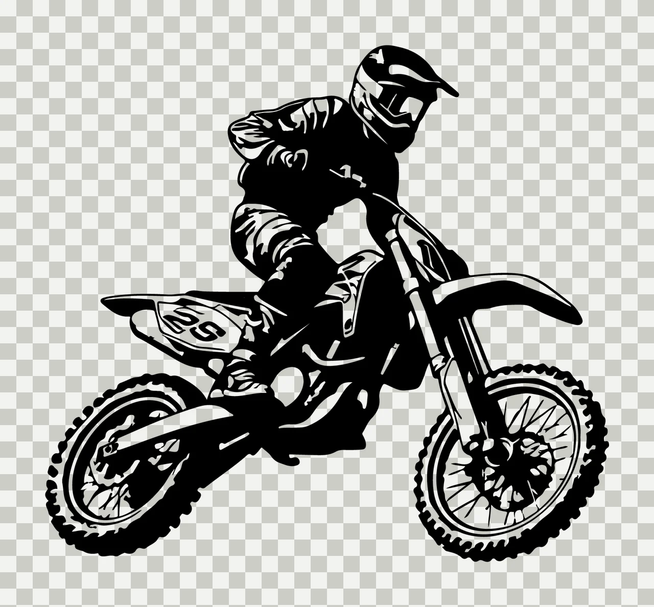 Dirt Bike Rider Graphic Silhouette motorcycle riding helmet transparency and detail preview thumbnail