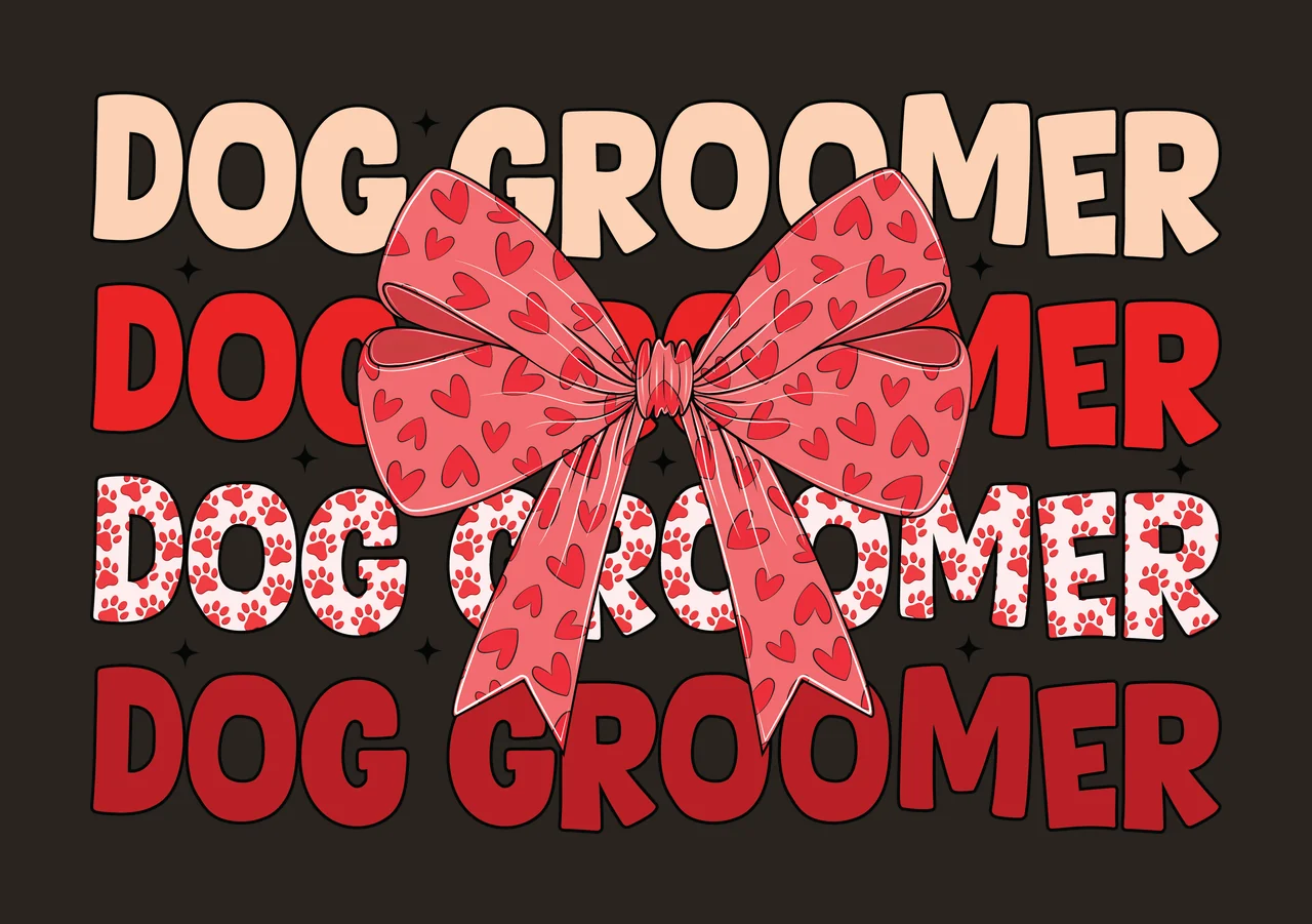 Dog Bow Dog Groomer Repeated Black Text Reading displaying contrast preview thumbnail