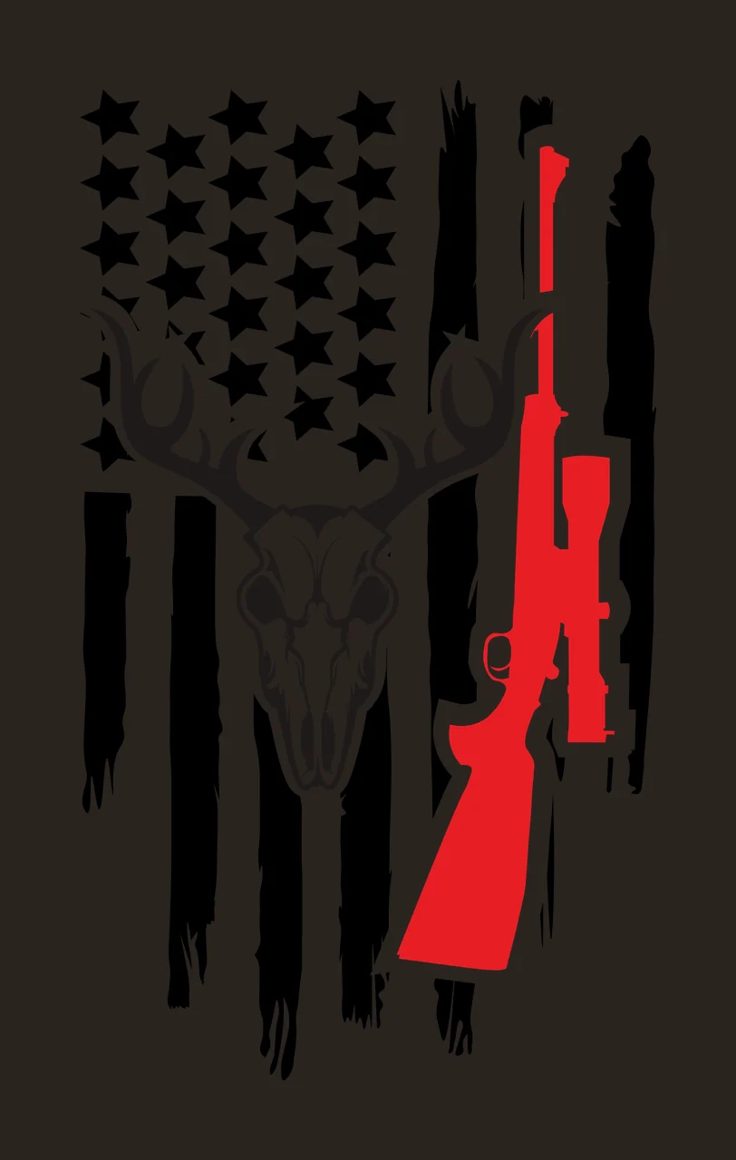 Skull Deer Flag Rifle Graphic and distressed black stars stripes contrast preview thumbnail