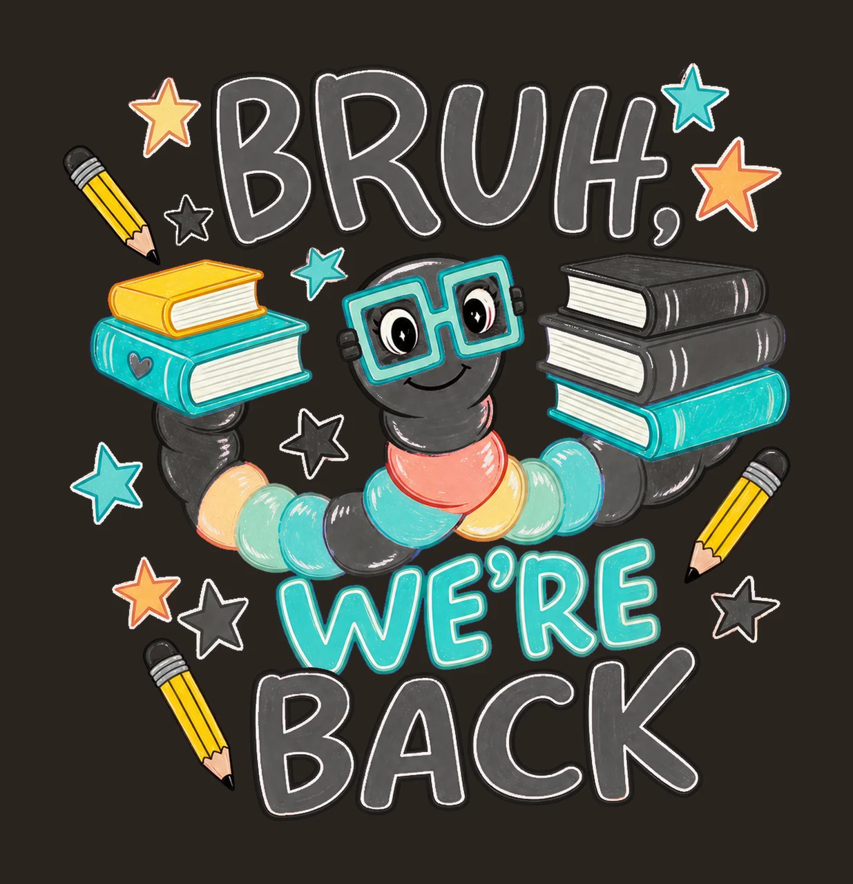 Book Lover Reading Worm Preppy sublimation Variation C contrast preview thumbnail